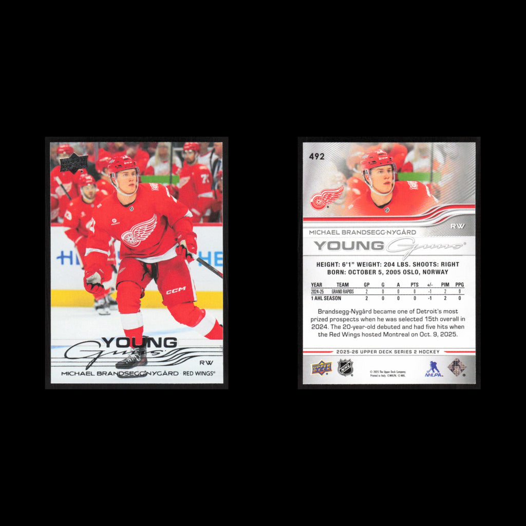 Michael Brandsegg-Nygard #492 2025 Upper Deck Young Guns Detroit Red Wings Card