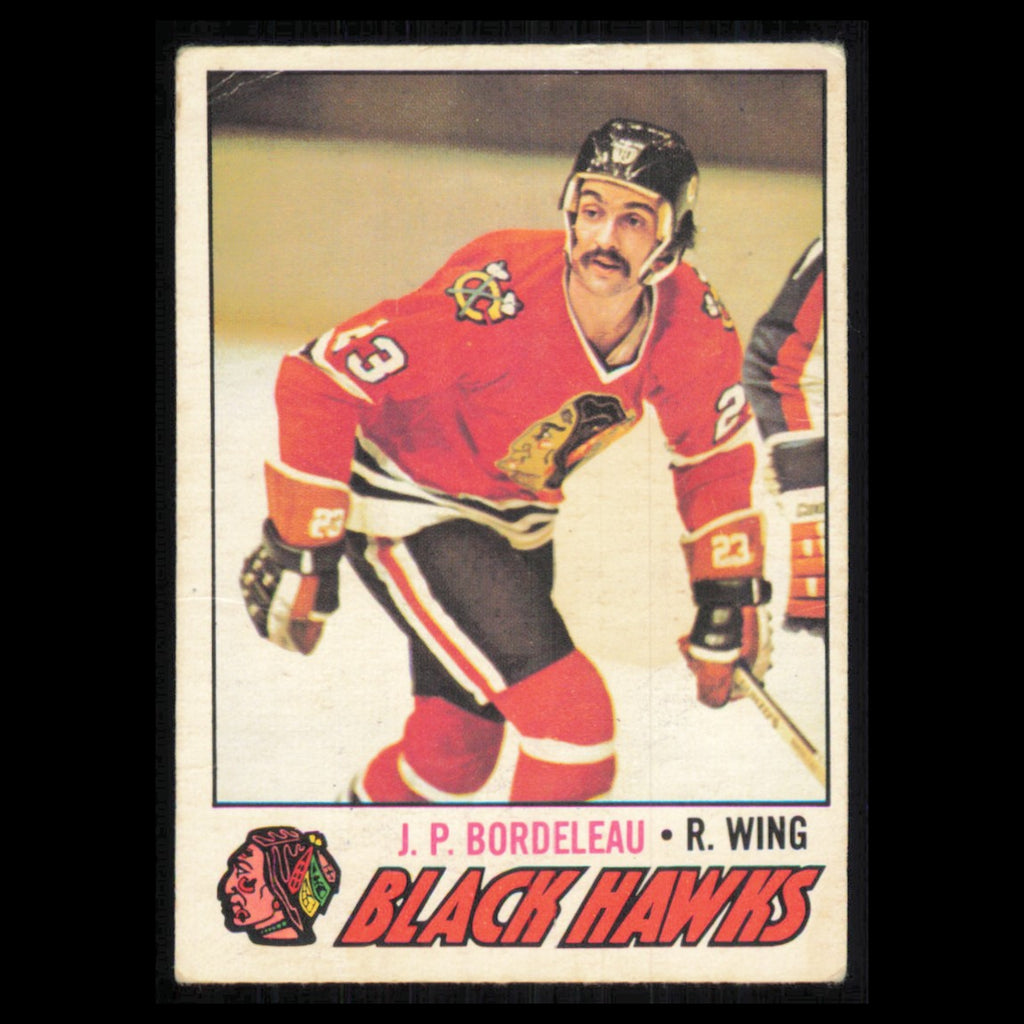 J.P. Bordeleau #156 1977 O-Pee-Chee Chicago Blackhawks Hockey Card NHL NM