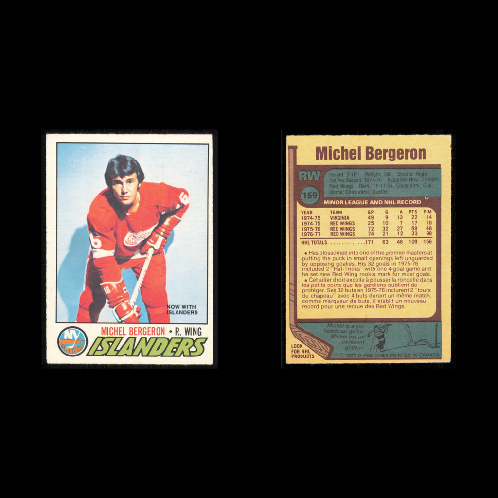 Michel Bergeron #159 1977 O-Pee-Chee New York Islanders Hockey Card NHL NM