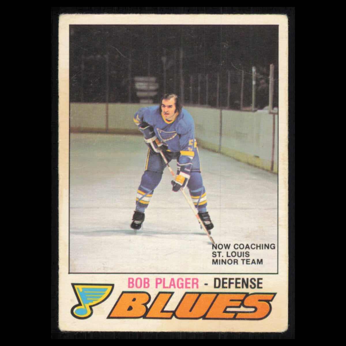 Bob Plager #285 1977 O-Pee-Chee St. Louis Blues Hockey Card NHL NM