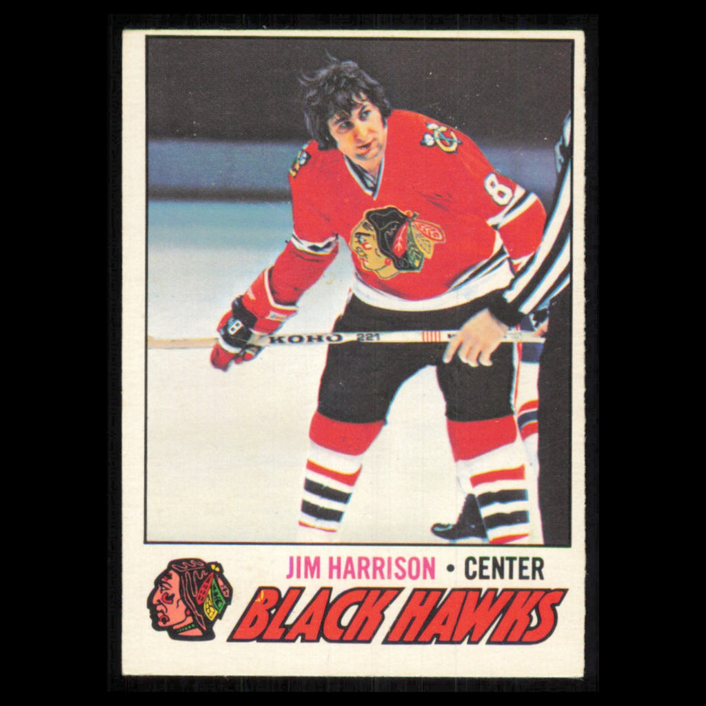 Jim Harrison #243 1977 O-Pee-Chee Chicago Blackhawks Hockey Card NHL NM