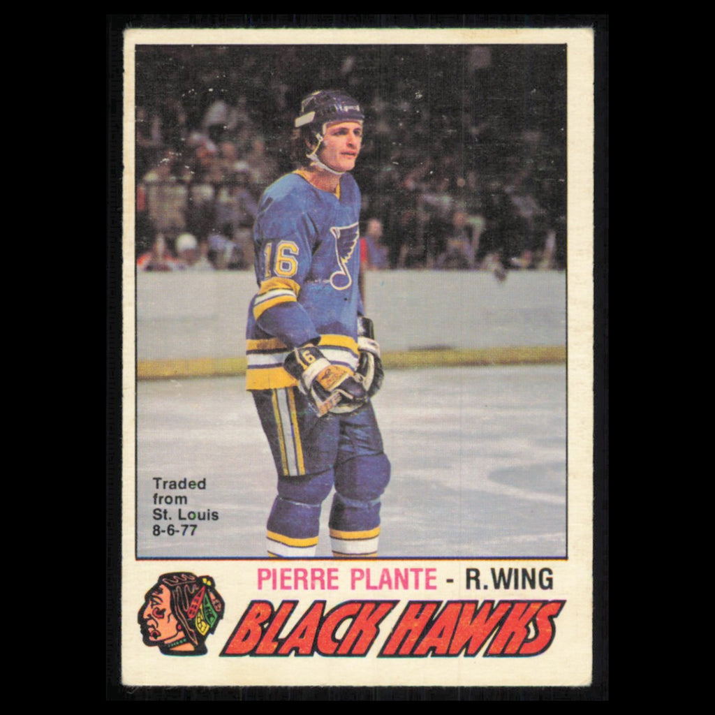 Pierre Plante #385 1977 O-Pee-Chee Chicago Blackhawks Hockey Card NHL NM