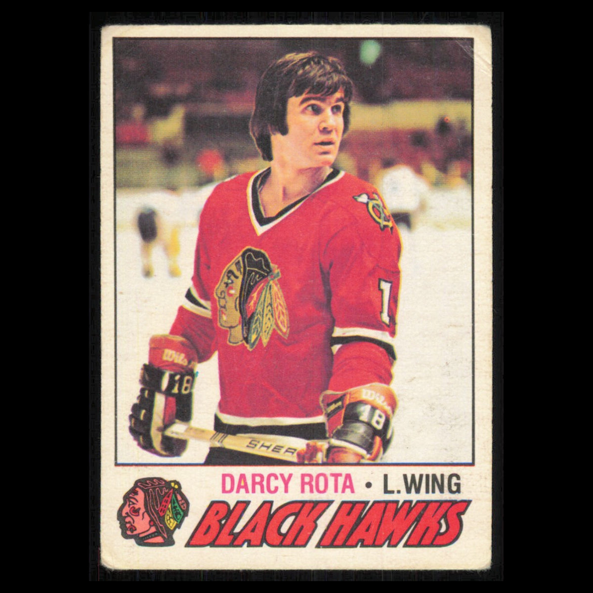 Darcy Rota #117 1977 O-Pee-Chee Chicago Blackhawks Hockey Card NHL NM