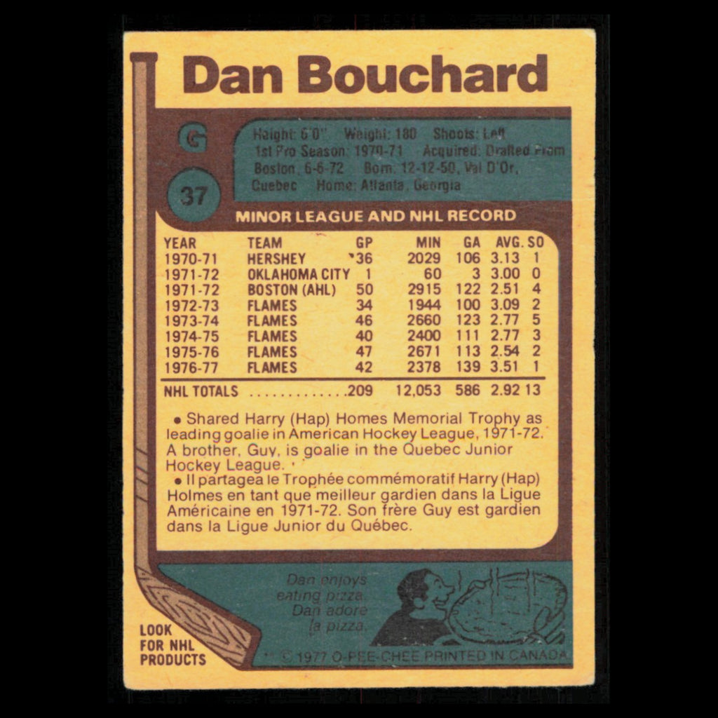 Dan Bouchard #37 1977 O-Pee-Chee Atlanta Flames Hockey Card NHL NM