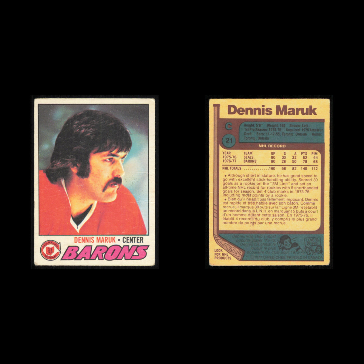 Dennis Maruk #21 1977 O-Pee-Chee Cleveland Barons Hockey Card NHL NM