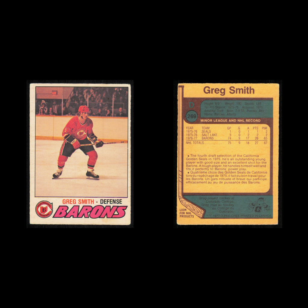 Greg Smith Rookie #269 1977 O-Pee-Chee Cleveland Barons Hockey Card NHL NM