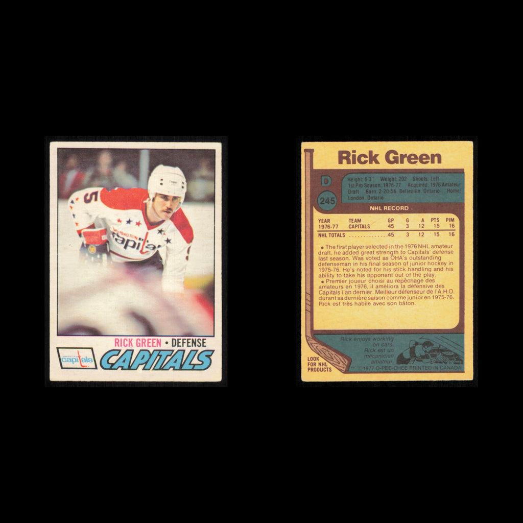Rick Green Rookie #245 1977 O-Pee-Chee Washington Capitals Hockey Card NHL NM