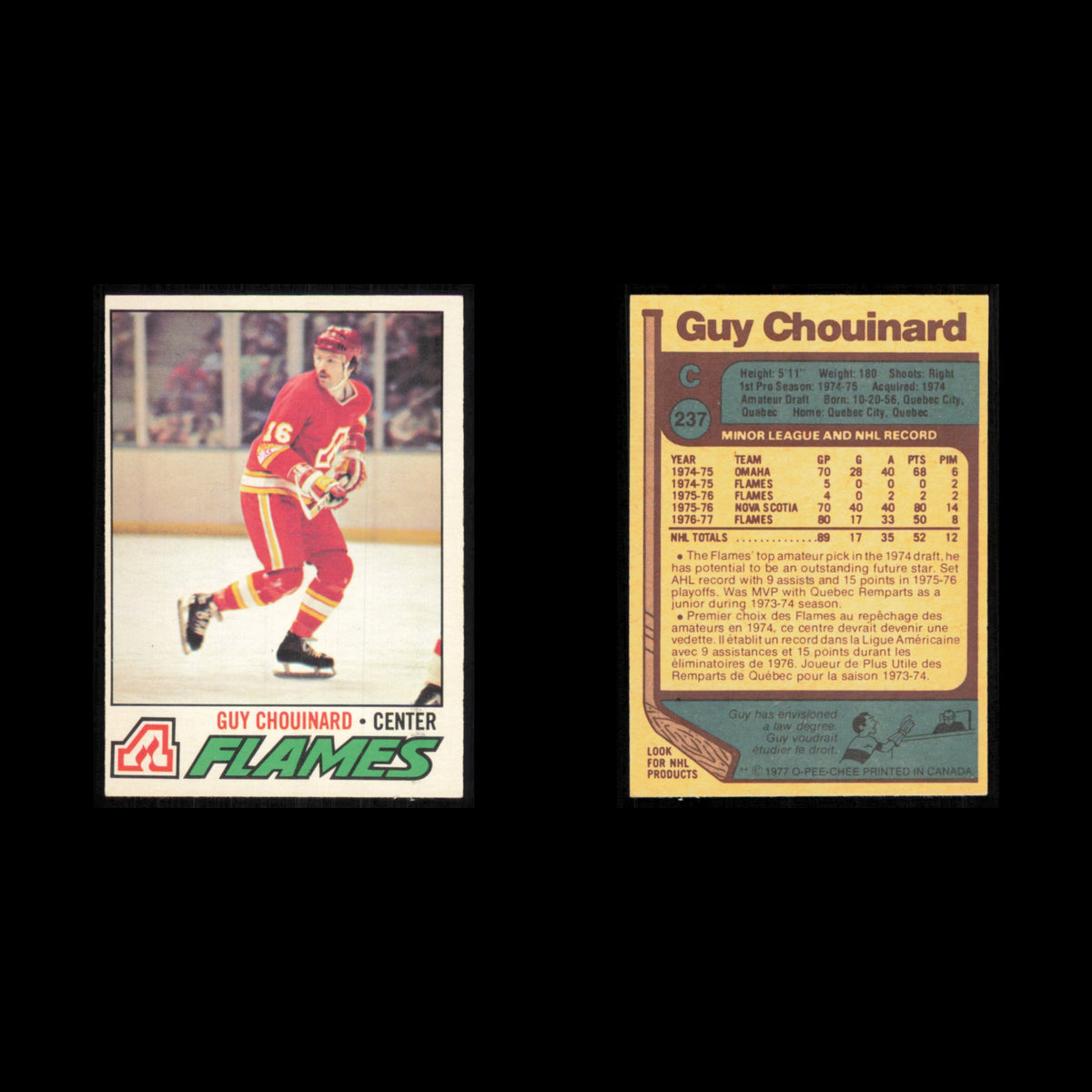 Guy Chouinard #237 1977 O-Pee-Chee Atlanta Flames Hockey Card NHL NM