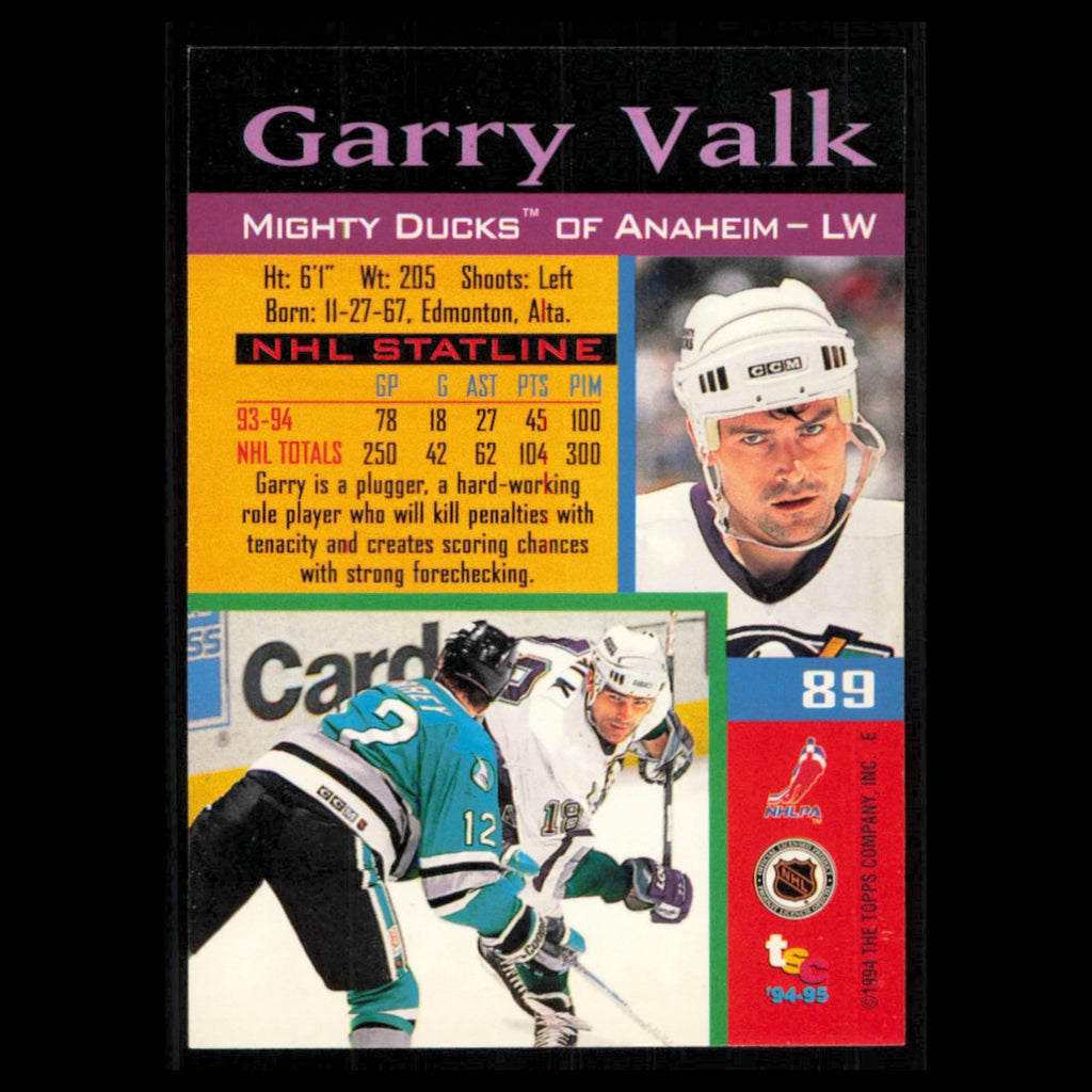 Gary Valk #89 1994 Topps Stadium Club Super Teams Stanley Cup Collection Hockey