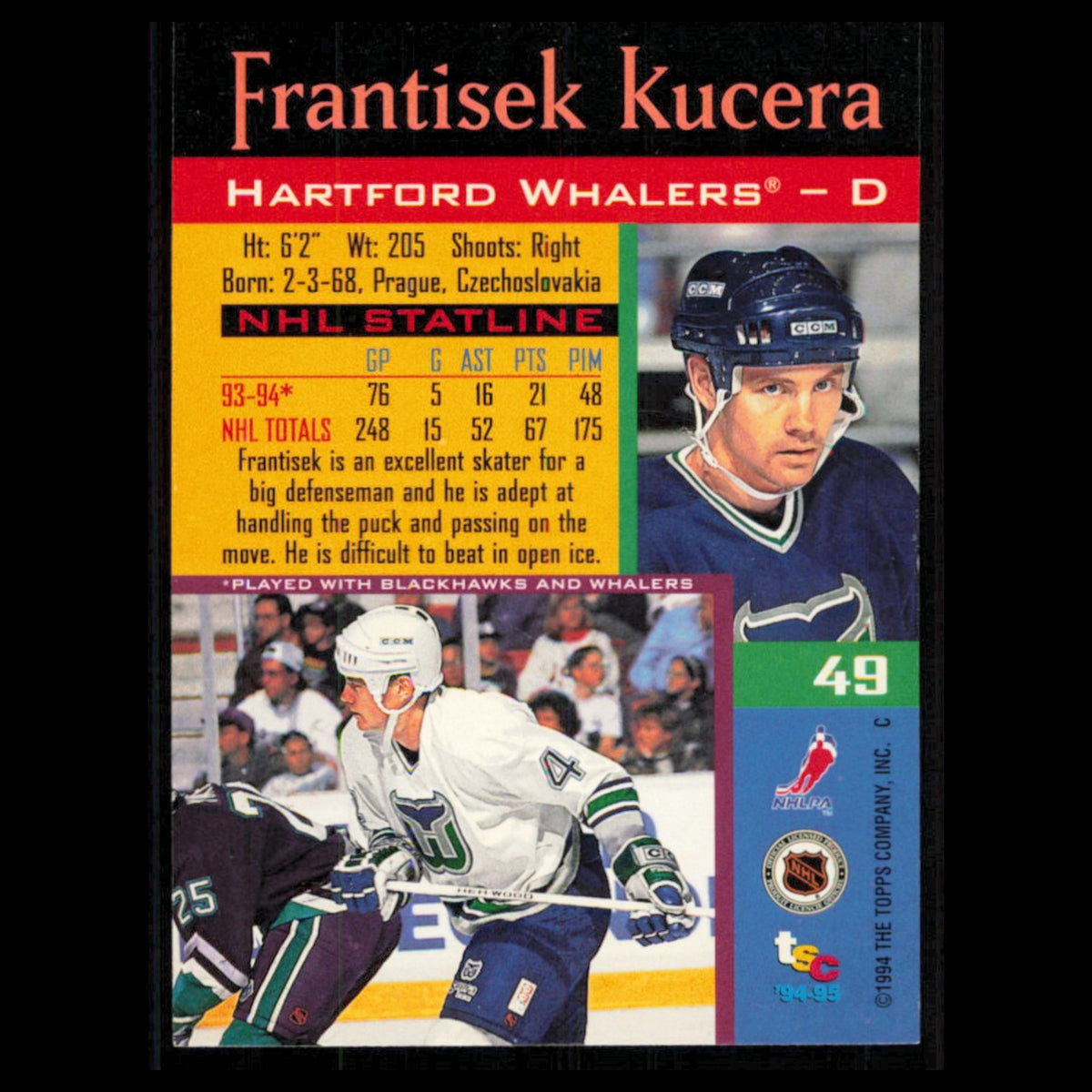 Frantisek Kucera #49 1994 Topps Stadium Club Super Teams Stanley Cup Collection