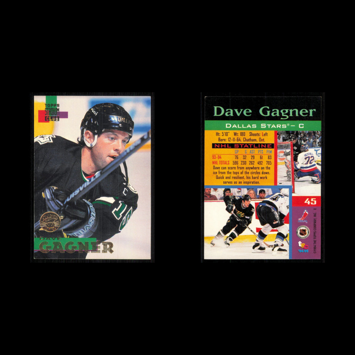 Dave Gagner #45 1994 Topps Stadium Club Super Teams Stanley Cup Collection Card