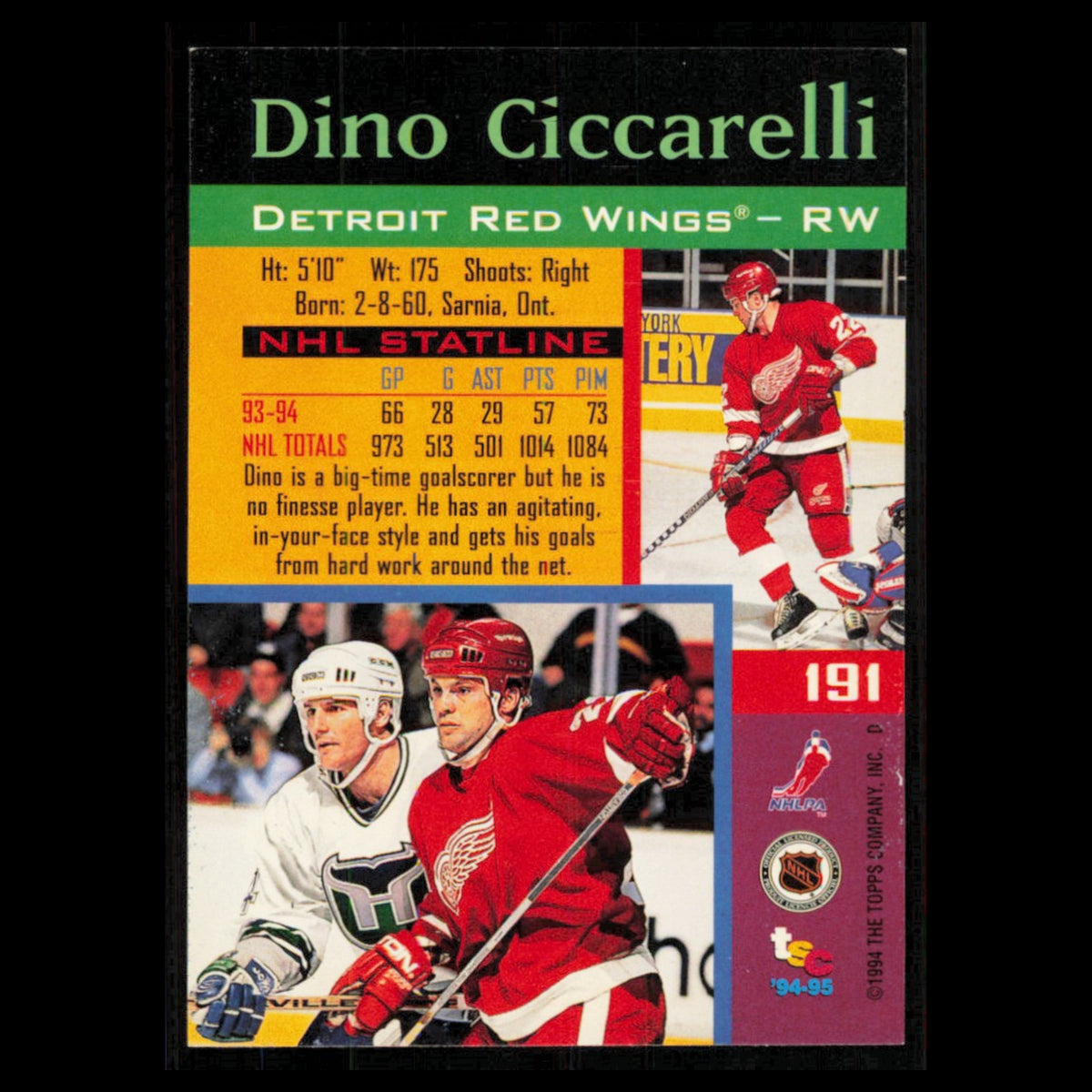 Dino Ciccarelli #191 1994 Topps Stadium Club Super Teams Stanley Cup Collection