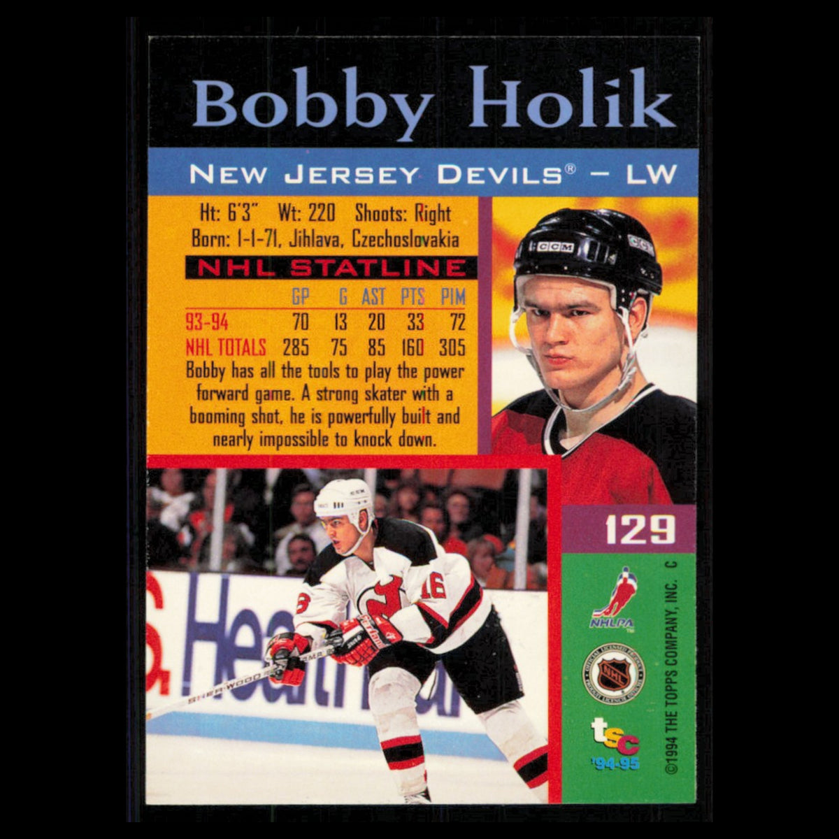 Bobby Holik #129 1994 Topps Stadium Club Super Teams Stanley Cup Collection Card