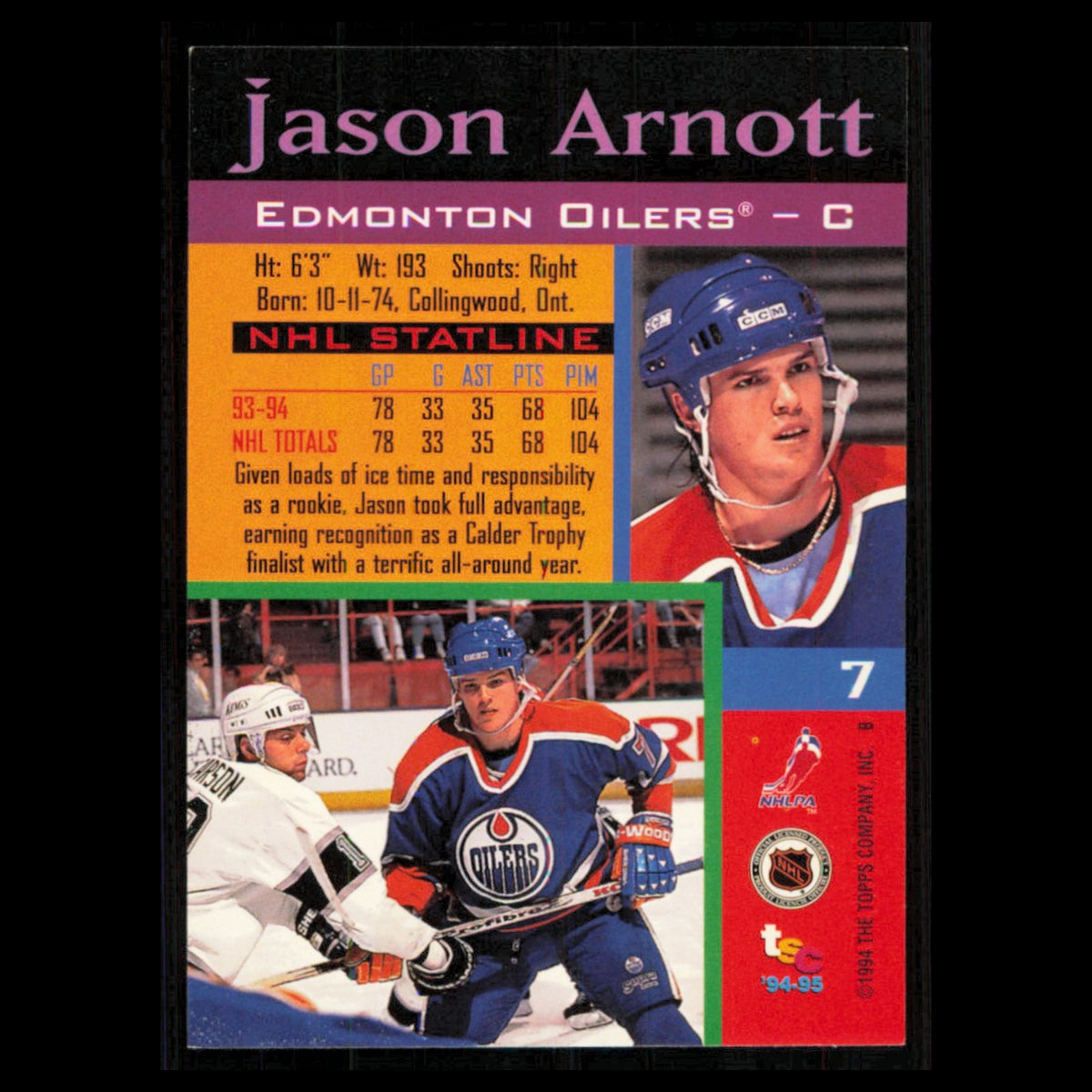 Jason Arnott #7 1994 Topps Stadium Club Super Teams Stanley Cup Collection Card