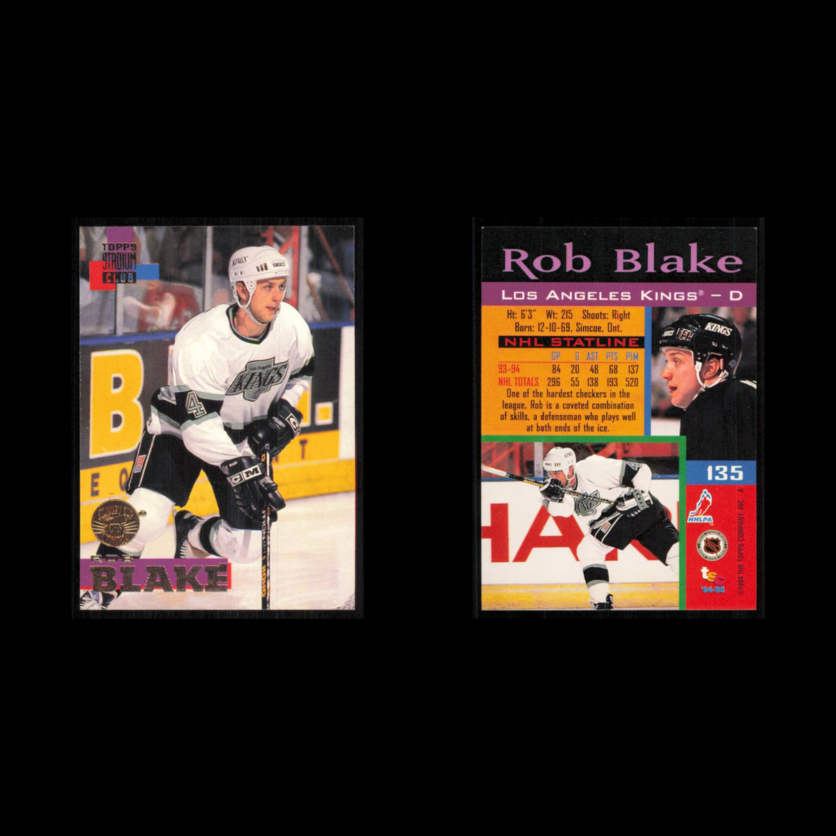 Rob Blake #135 1994 Topps Stadium Club Super Teams Stanley Cup Collection Hockey