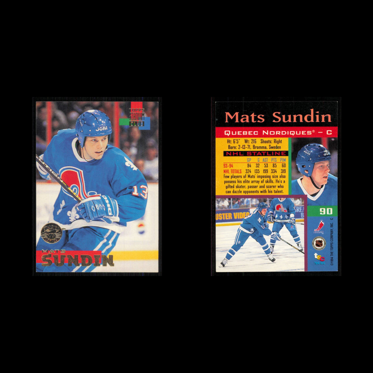 Mats Sundin #90 1994 Topps Stadium Club Super Teams Stanley Cup Collection Card