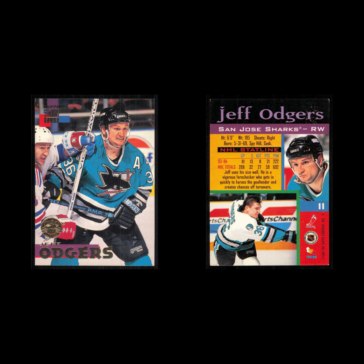 Jeff Odgers #11 1994 Topps Stadium Club Super Teams Stanley Cup Collection Card