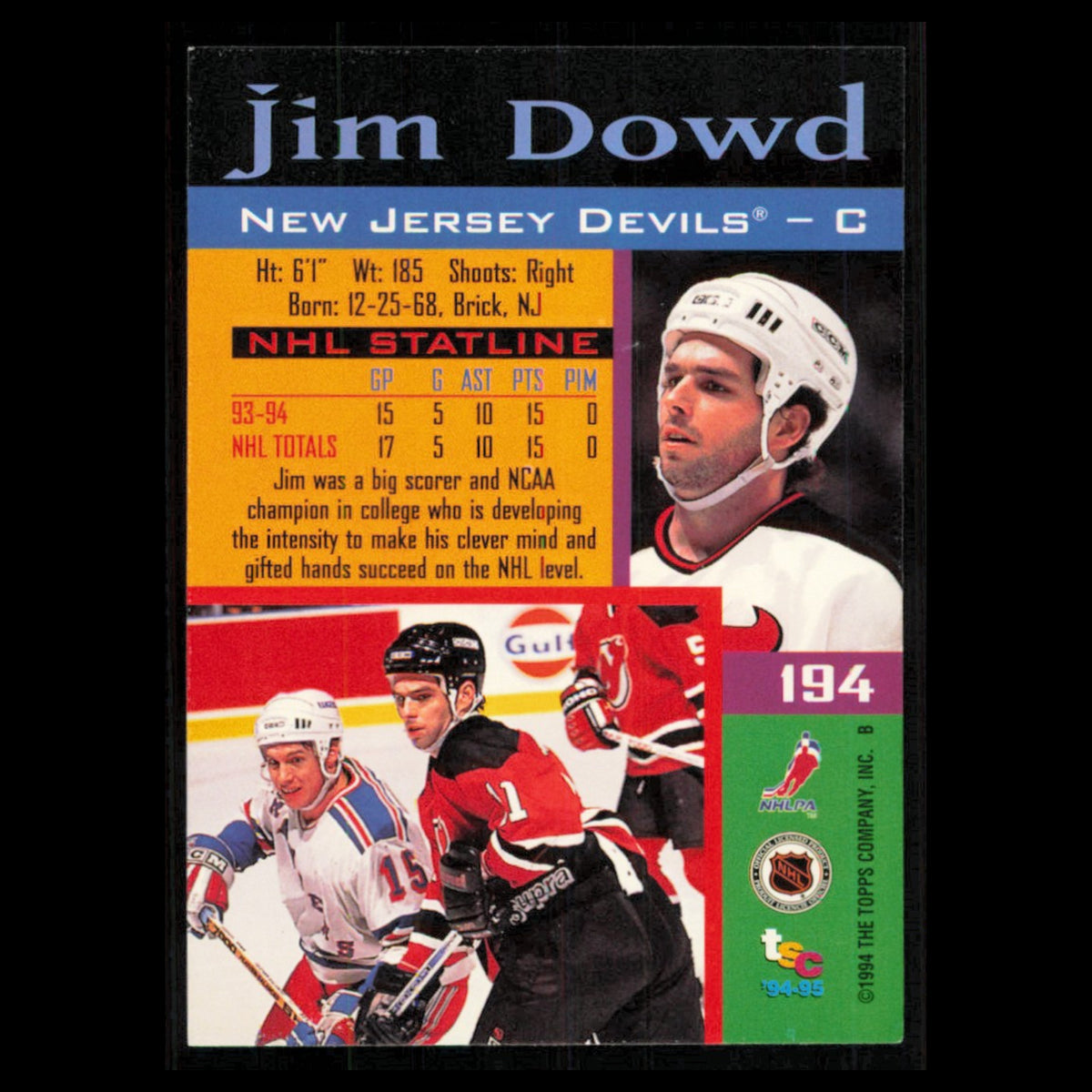 Jim Dowd #194 1994 Topps Stadium Club Super Teams Stanley Cup Collection Hockey