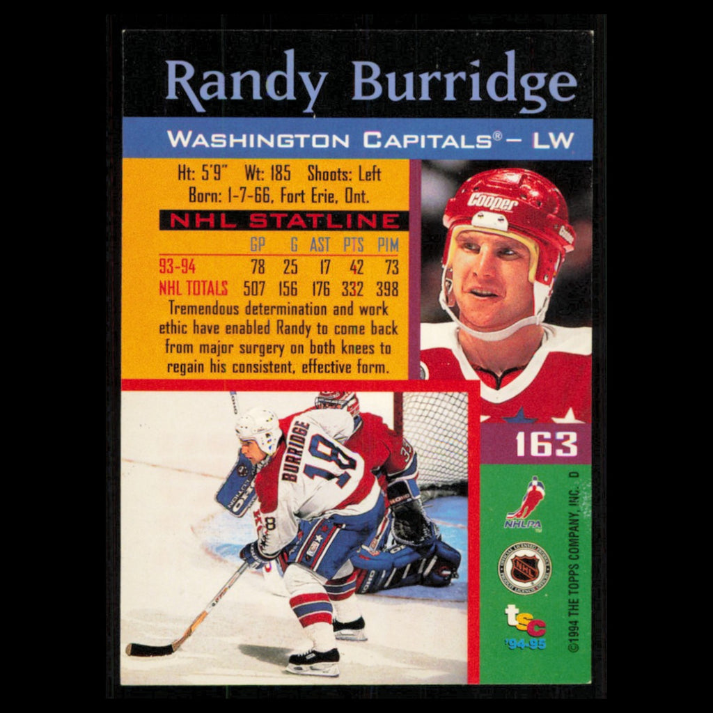 Randy Burridge #163 1994 Topps Stadium Club Super Teams Stanley Cup Collection