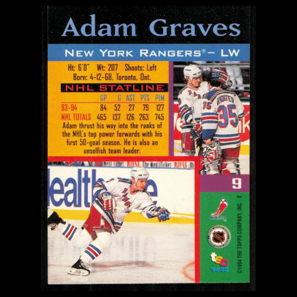 Adam Graves #9 1994 Topps Stadium Club Super Teams Stanley Cup Collection Hockey