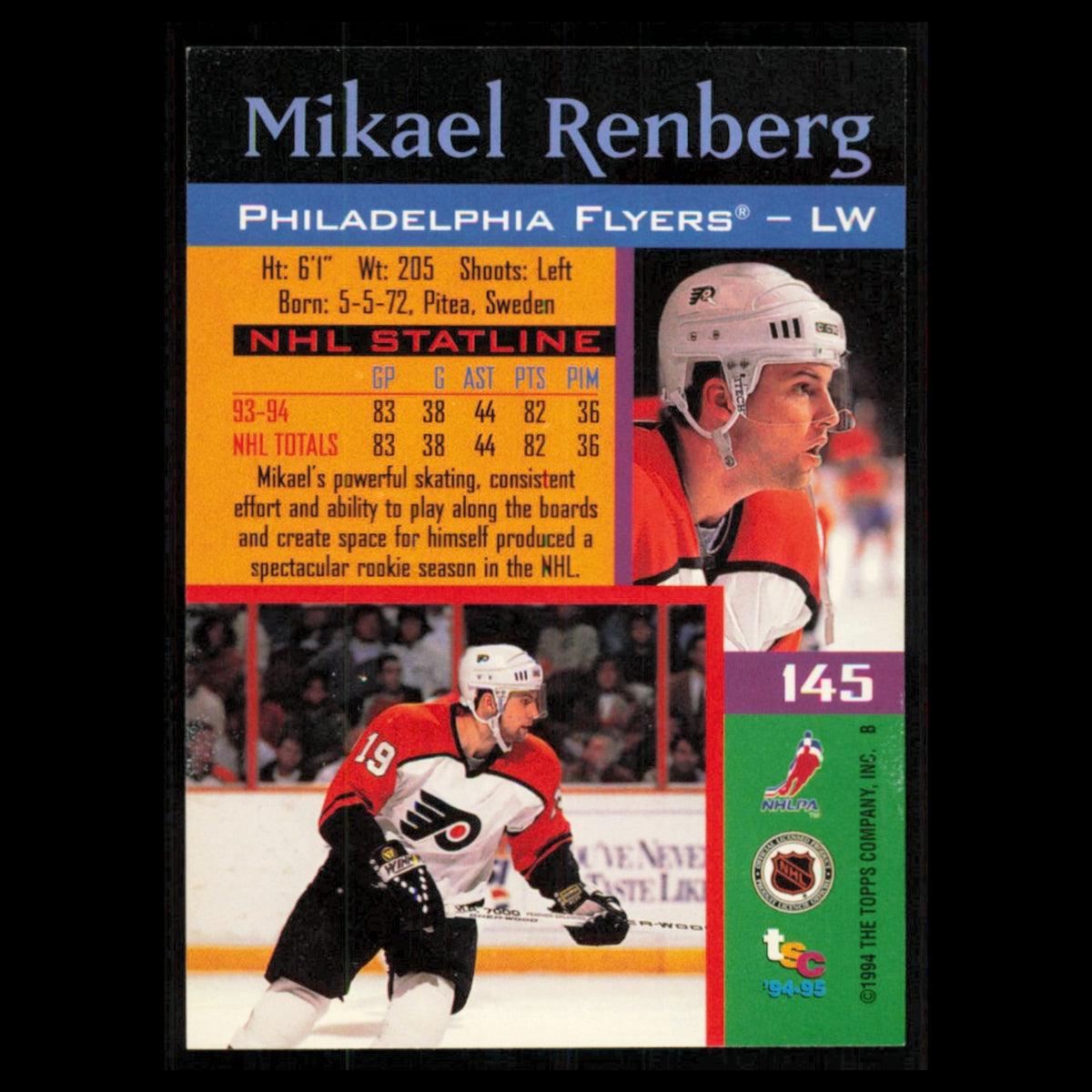 Mikael Renberg #145 1994 Topps Stadium Club Super Teams Stanley Cup Collection
