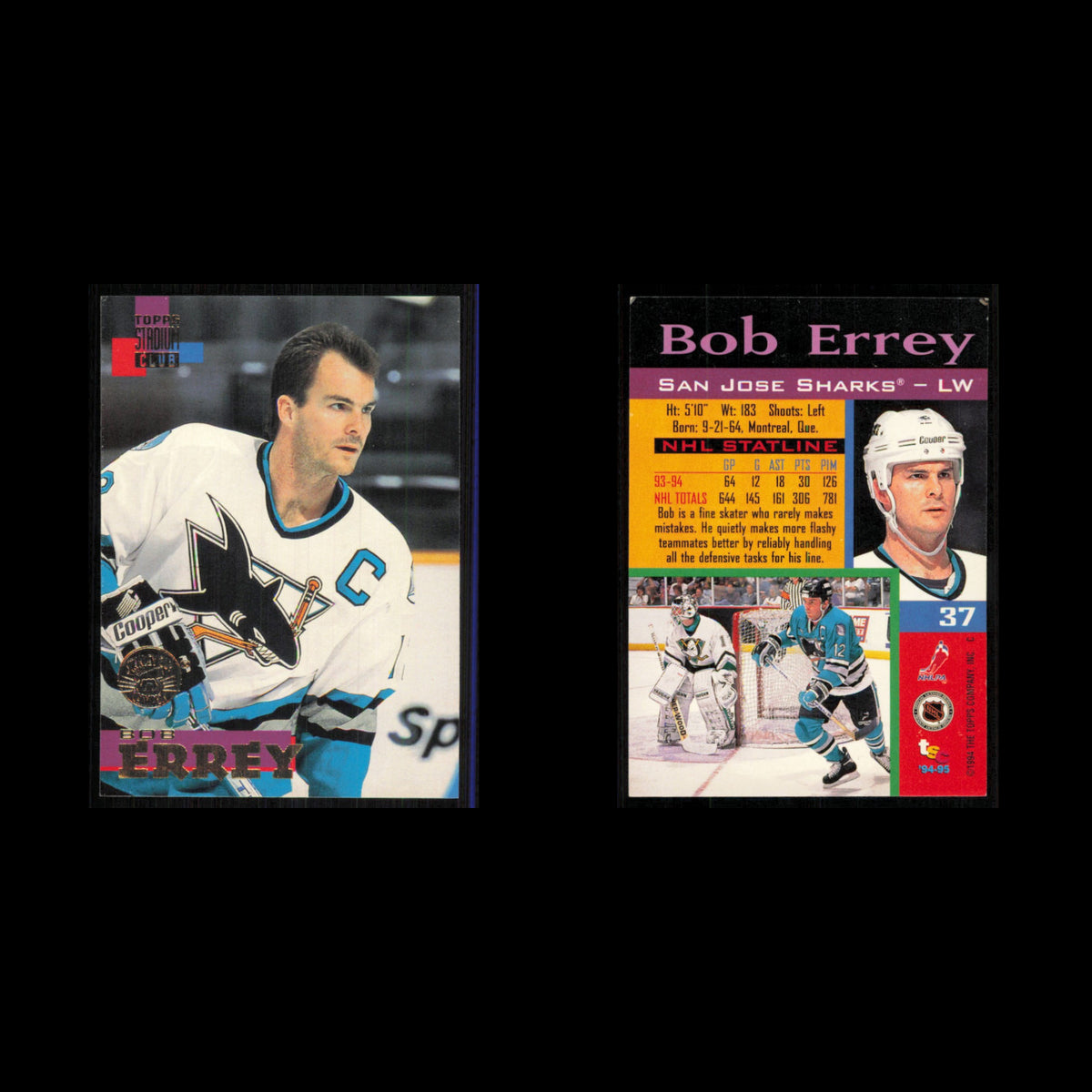 Bob Errey #37 1994 Topps Stadium Club Super Teams Stanley Cup Collection Hockey