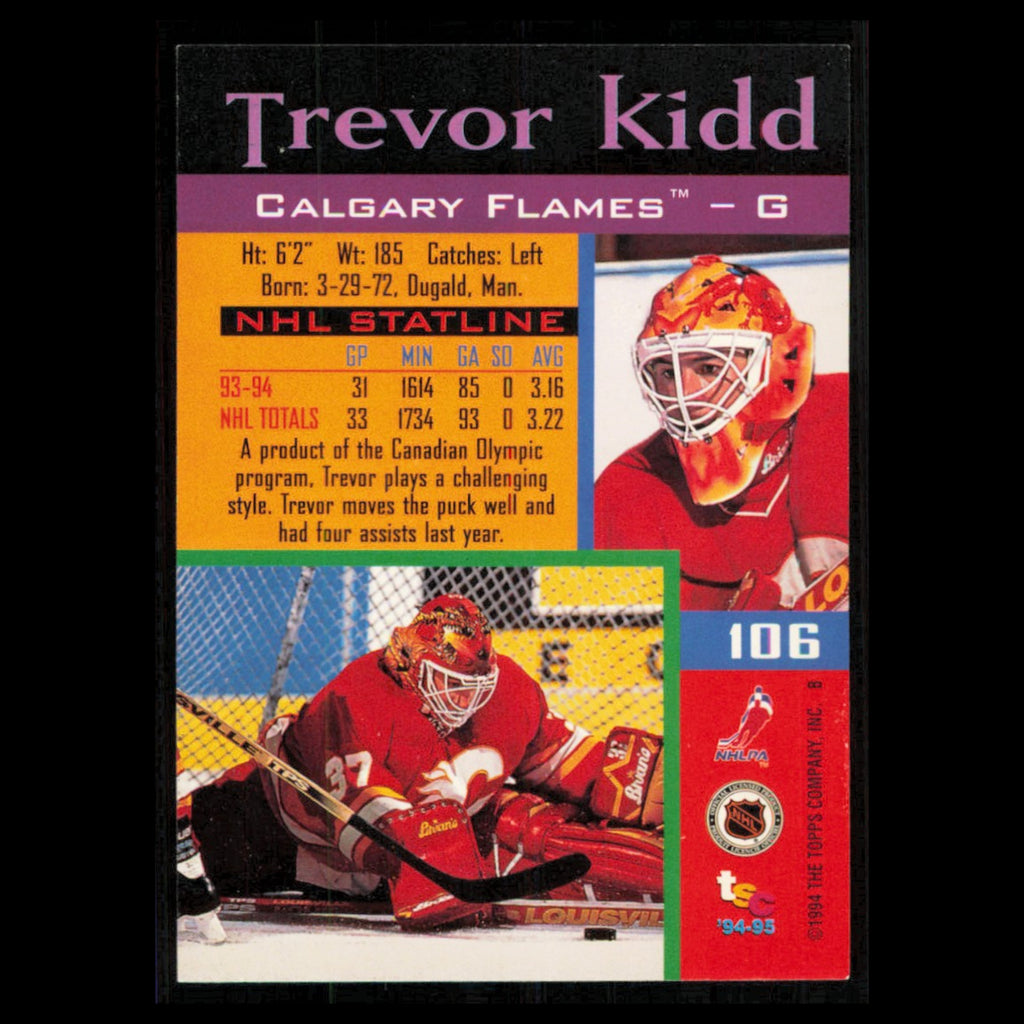 Trevor Kidd #106 1994 Topps Stadium Club Super Teams Stanley Cup Collection Card