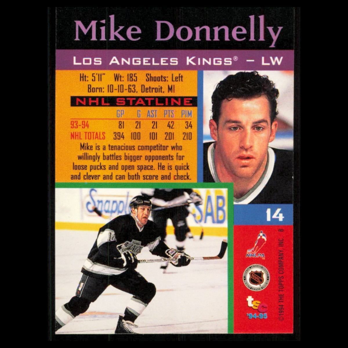 Mike Donnelly #14 1994 Topps Stadium Club Super Teams Stanley Cup Collection NHL