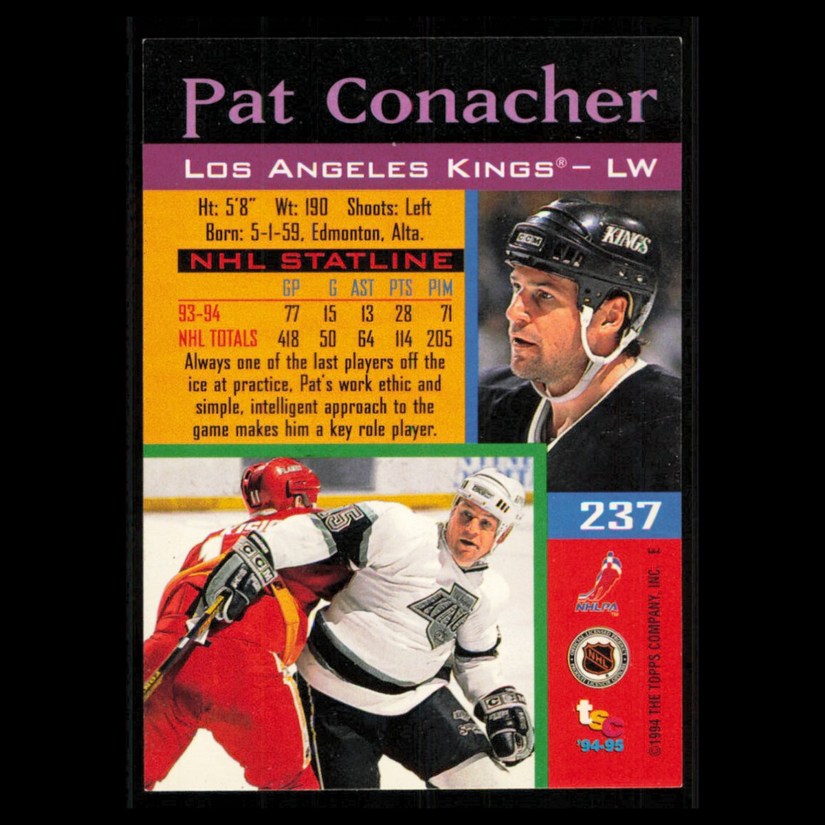 Pat Conacher #237 1994 Topps Stadium Club Super Teams Stanley Cup Collection NHL