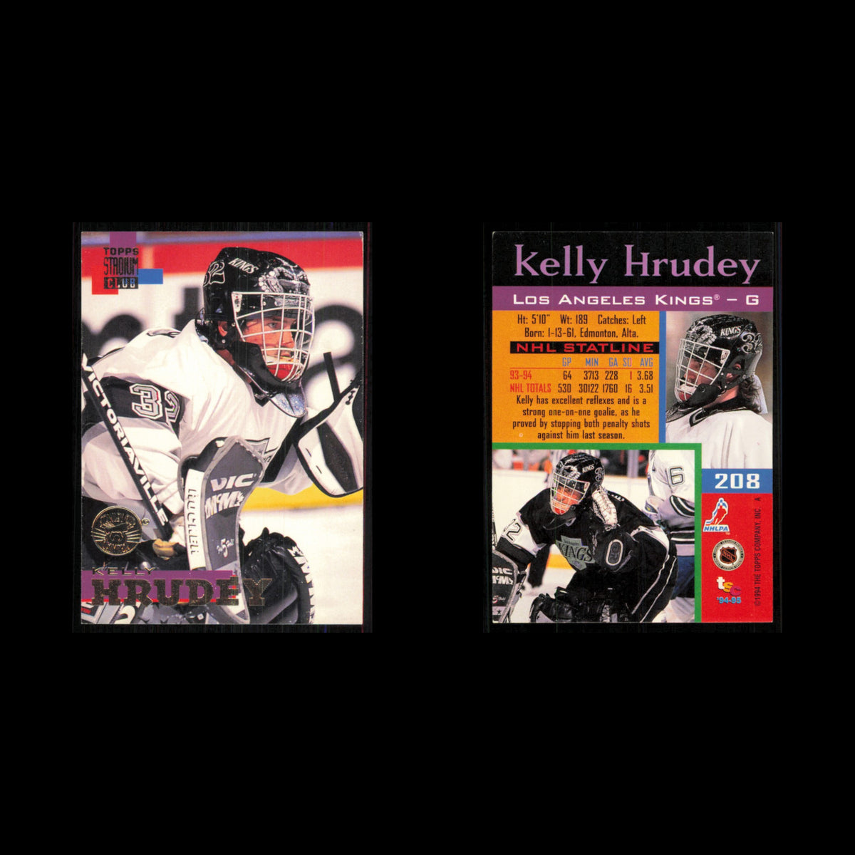 Kelly Hrudy #208 1994 Topps Stadium Club Super Teams Stanley Cup Collection Card
