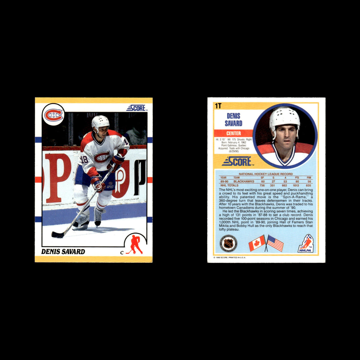 Denis Savard #1T 1990 Score Rookie and Traded Montreal Canadiens Hockey Card NHL