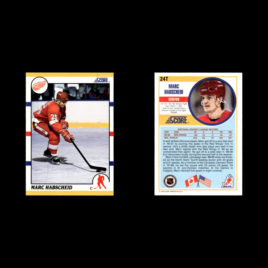 Marc Habscheid #24T 1990 Score Rookie and Traded Detroit Red Wings Hockey Card