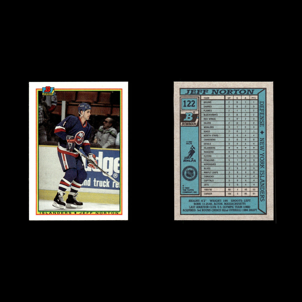 Jeff Norton #122 1990 Bowman New York Islanders Hockey Card NHL NM