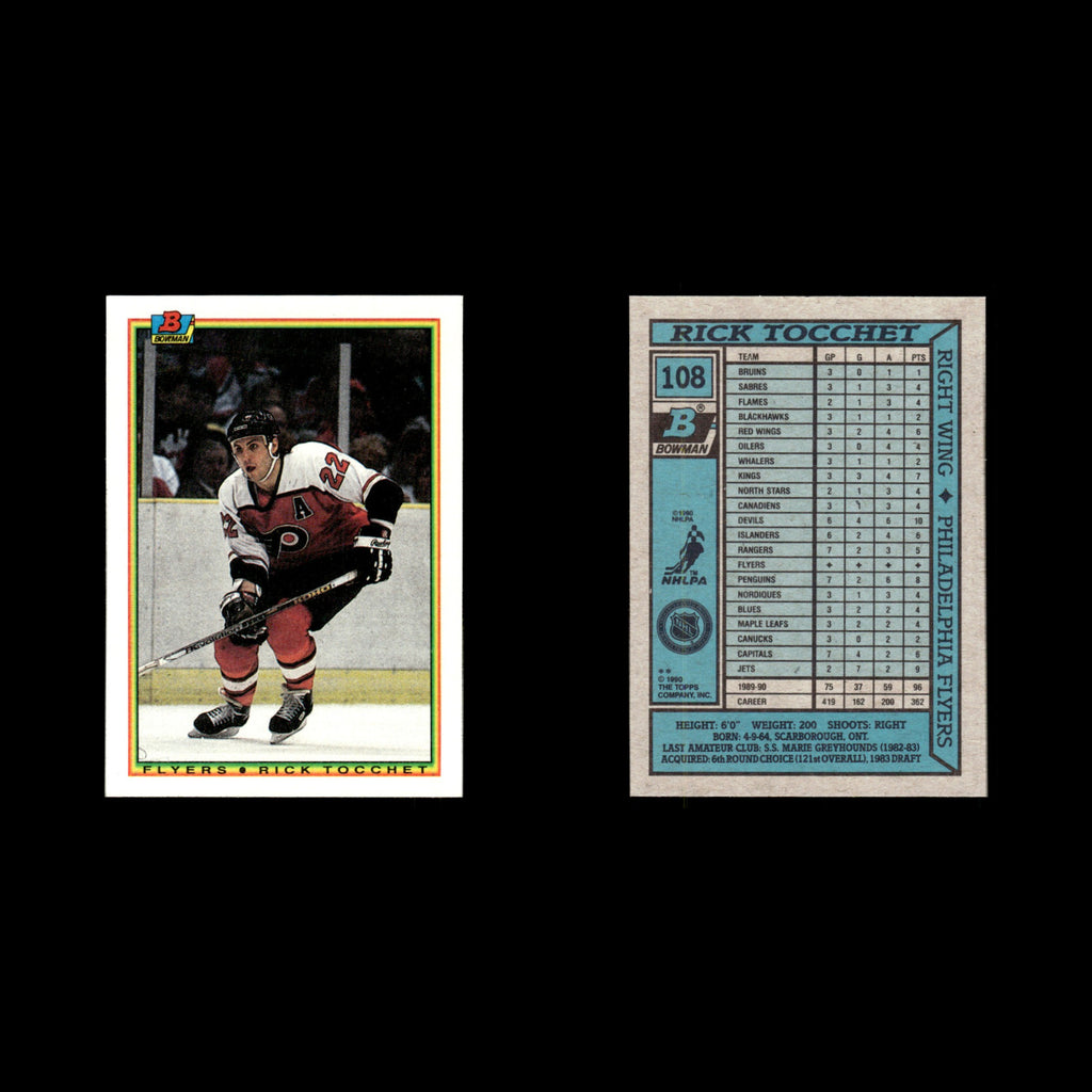 Rick Tocchet #108 1990 Bowman Philadelphia Flyers Hockey Card NHL NM