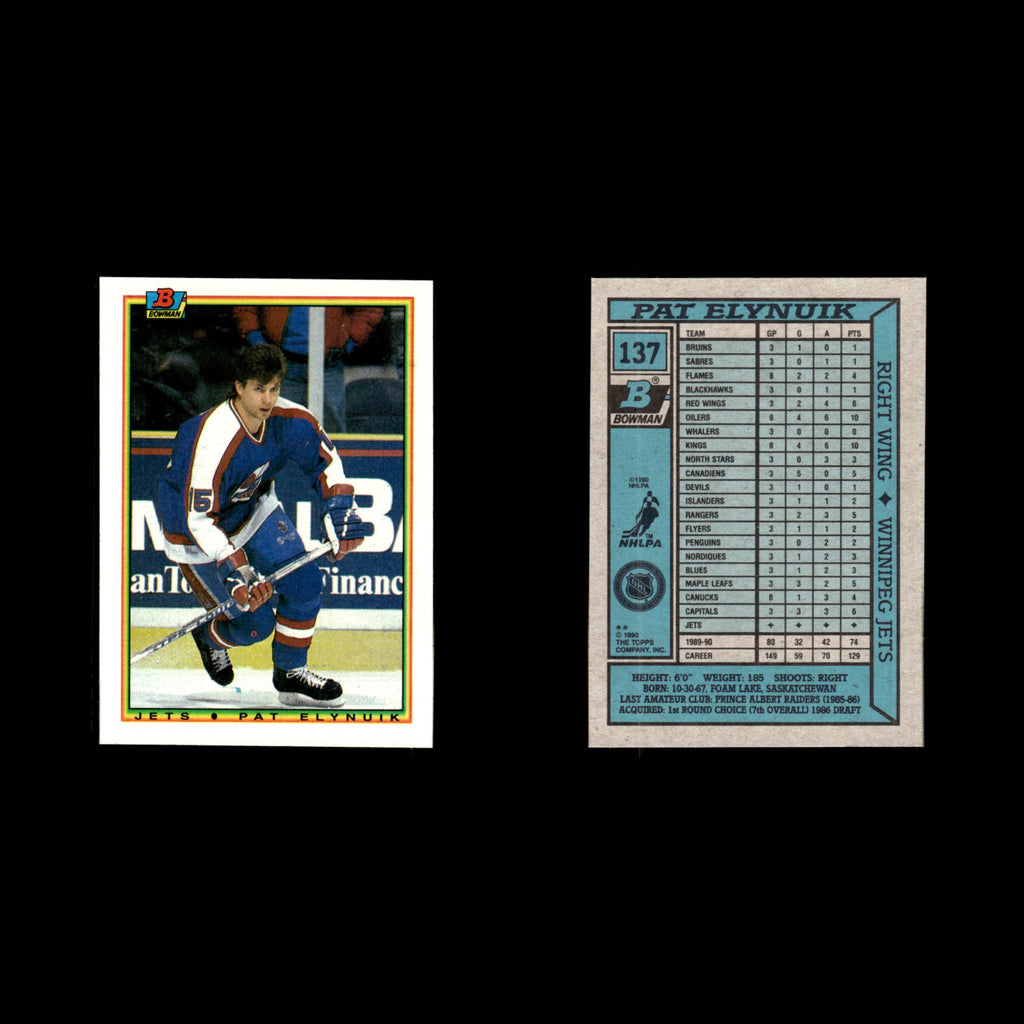 Pat Elynuik #137 1990 Bowman Winnipeg Jets Hockey Card NHL NM