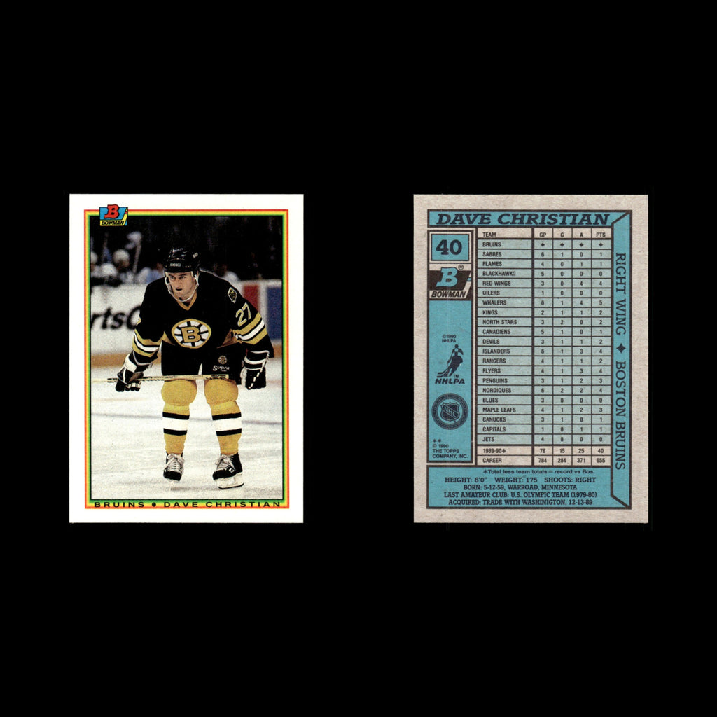 Dave Christian #40 1990 Bowman Boston Bruins Hockey Card NHL NM