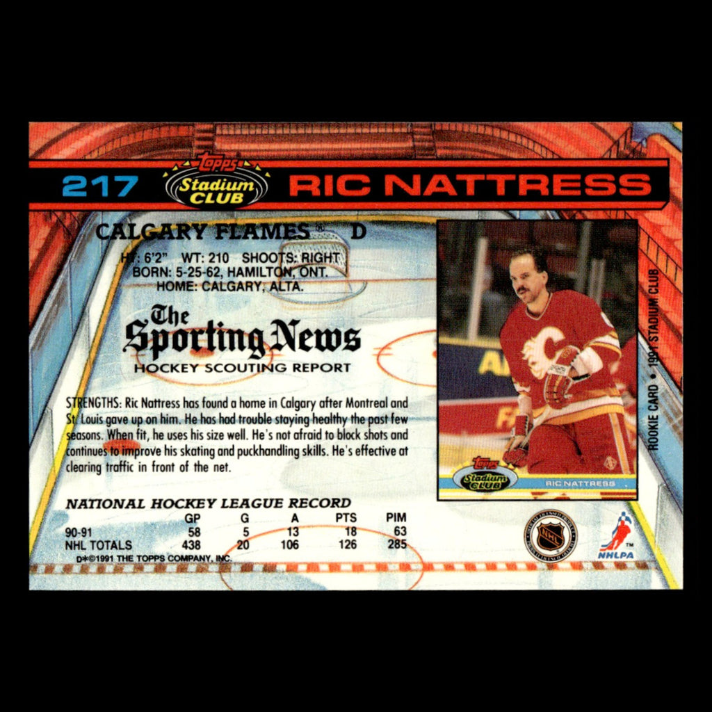 Ric Nattress #217 1991 Stadium Club Calgary Flames Hockey Card NHL NM