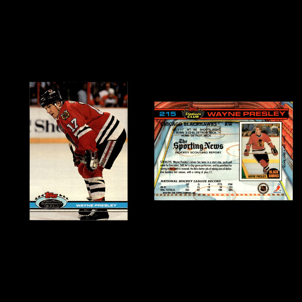 Wayne Presley #215 1991 Stadium Club Chicago Blackhawks Hockey Card NHL NM