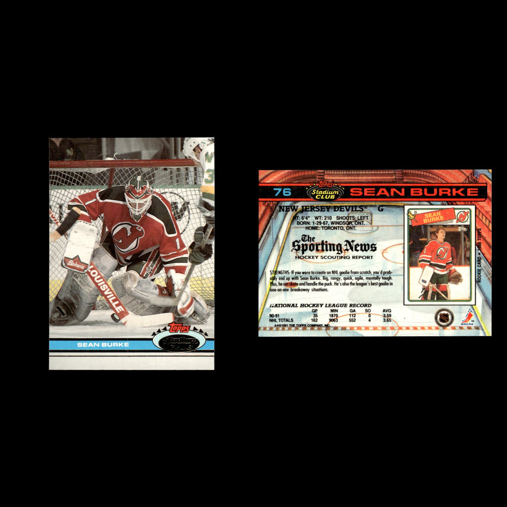 Sean Burke #76 1991 Stadium Club New Jersey Devils Hockey Card NHL NM