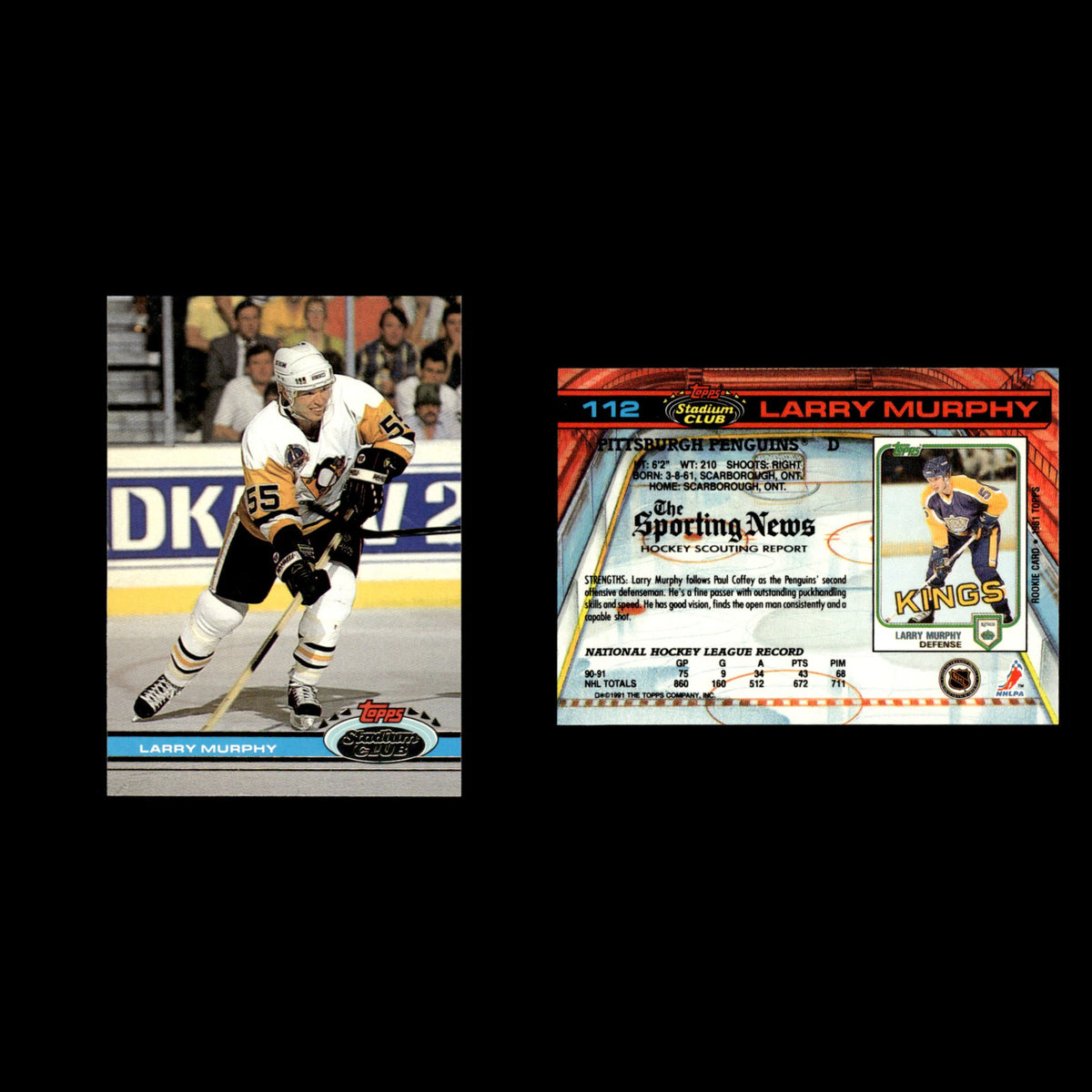 Larry Murphy #112 1991 Stadium Club Pittsburgh Penguins Hockey Card NHL NM