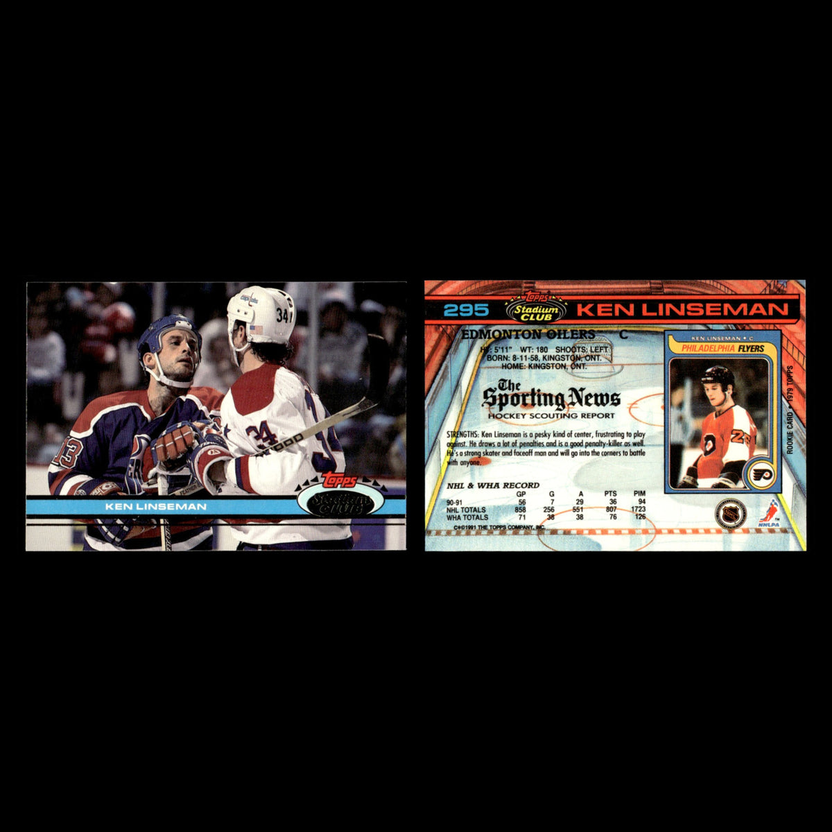 Ken Linseman #295 1991 Stadium Club Edmonton Oilers Hockey Card NHL NM