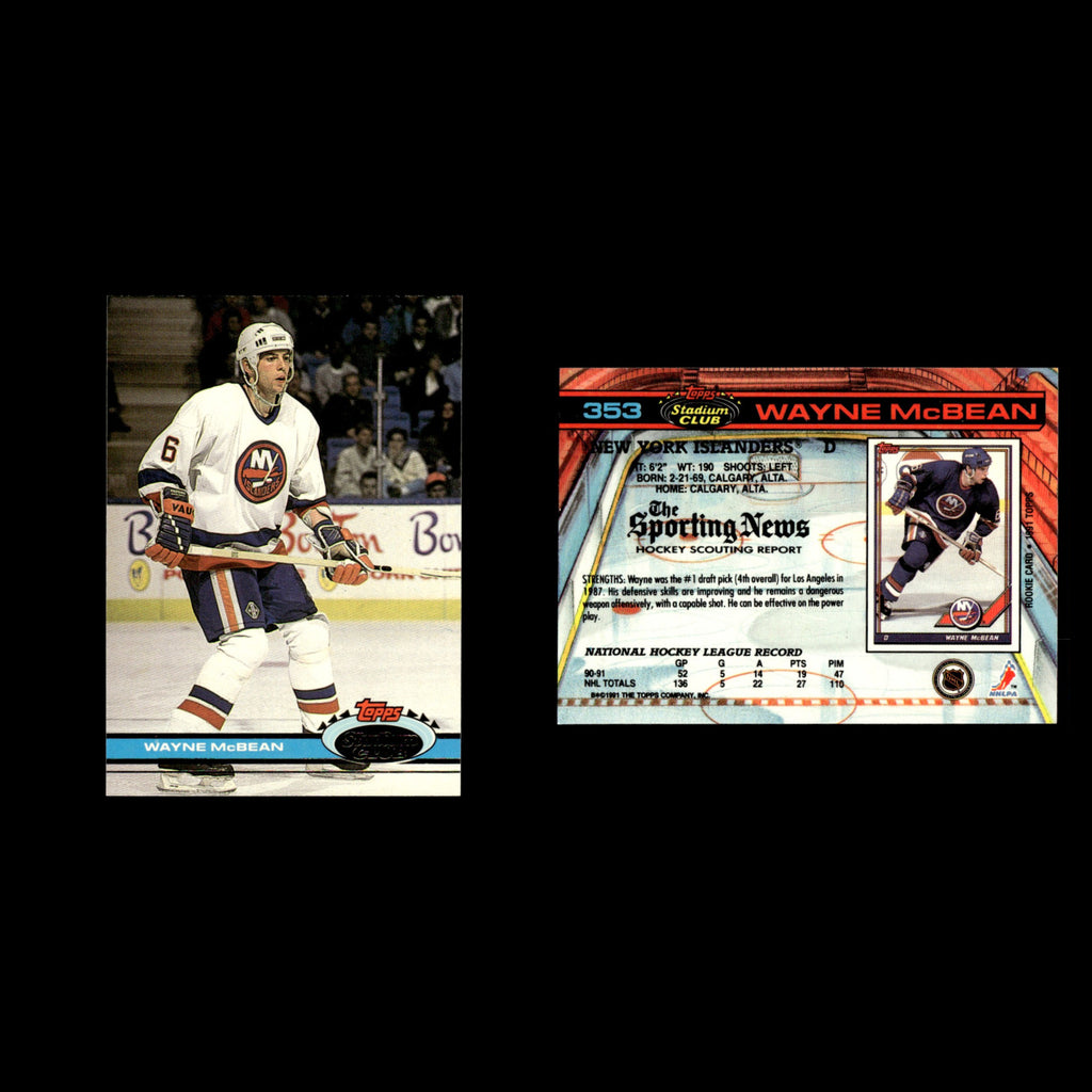 Wayne McBean #353 1991 Stadium Club New York Islanders Hockey Card NHL NM