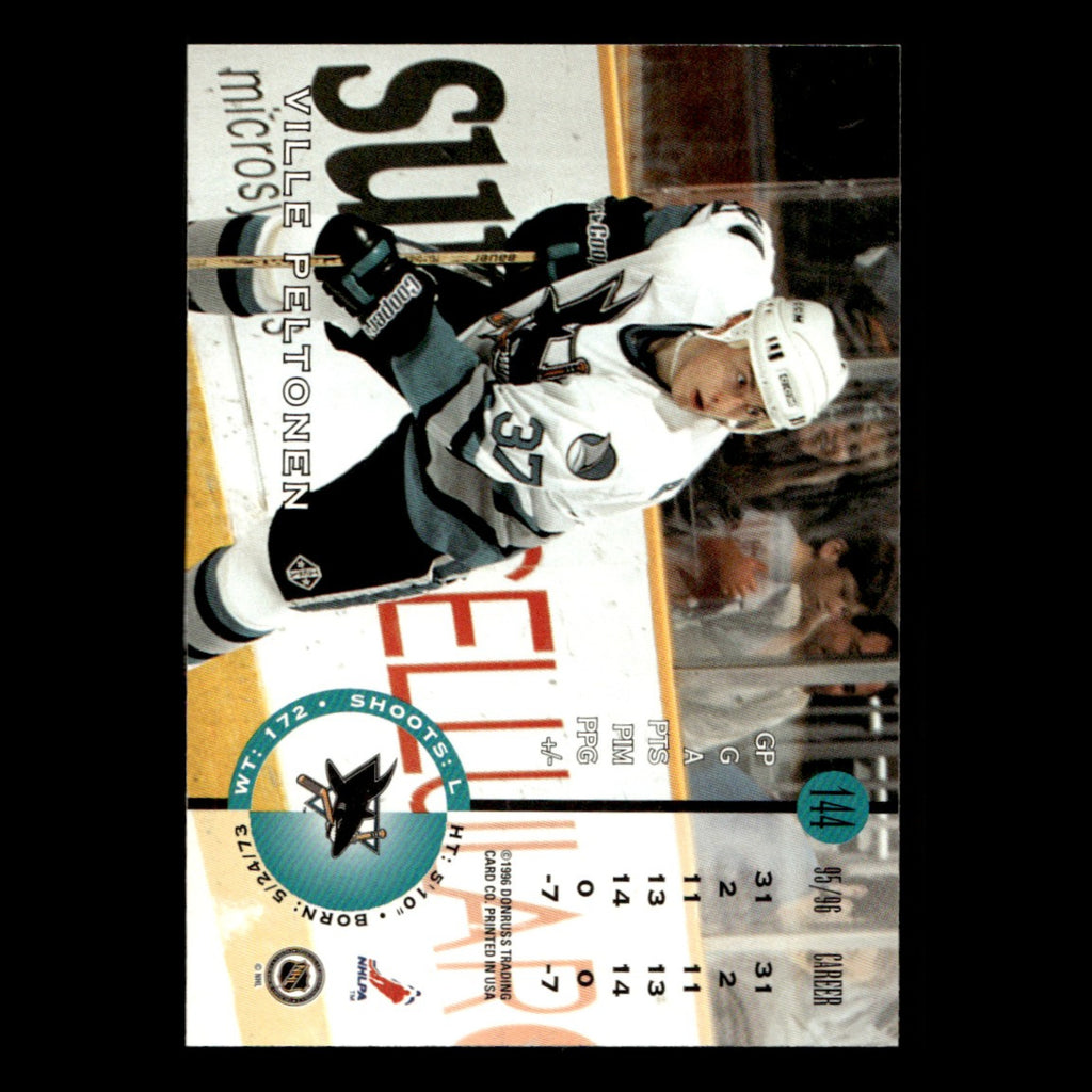 Ville Peltonen #144 1996 Leaf San Jose Sharks Hockey Card NHL NM