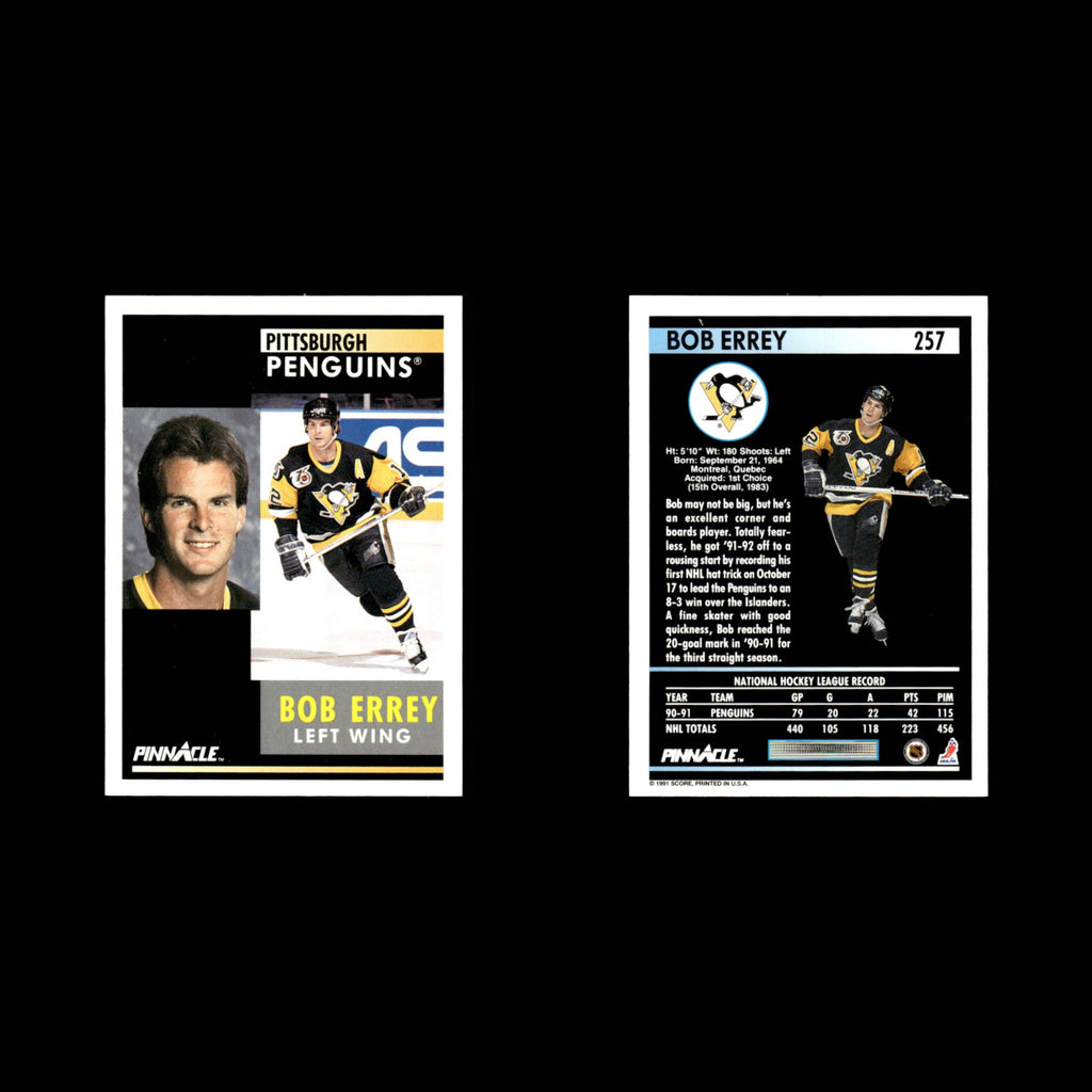 Bob Errey #257.0 1991 Pinnacle Pittsburgh Penguins Hockey Card NHL NM
