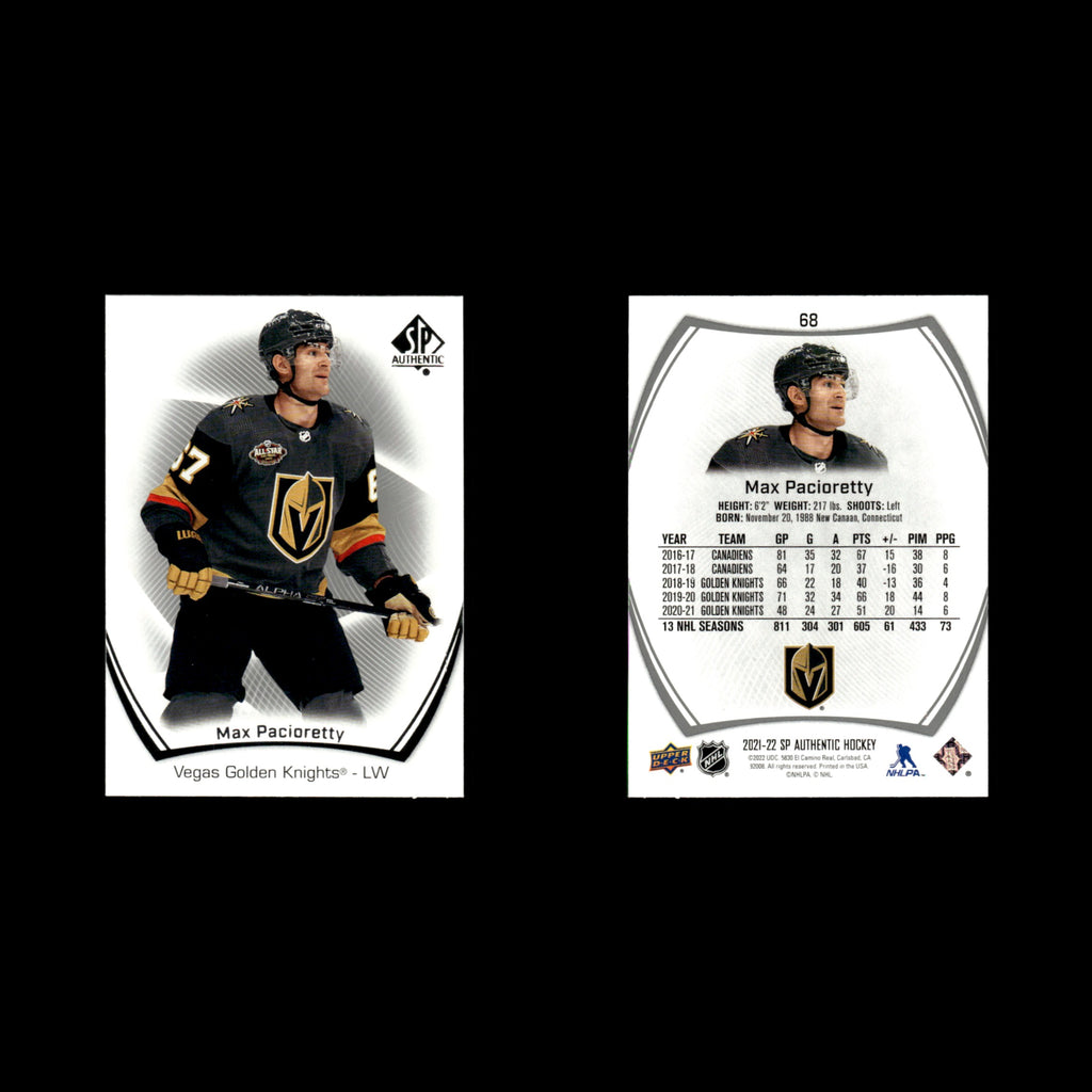 Max Pacioretty #68.0 2021 Upper Deck SP Authentic Vegas Golden Knights Hockey NM