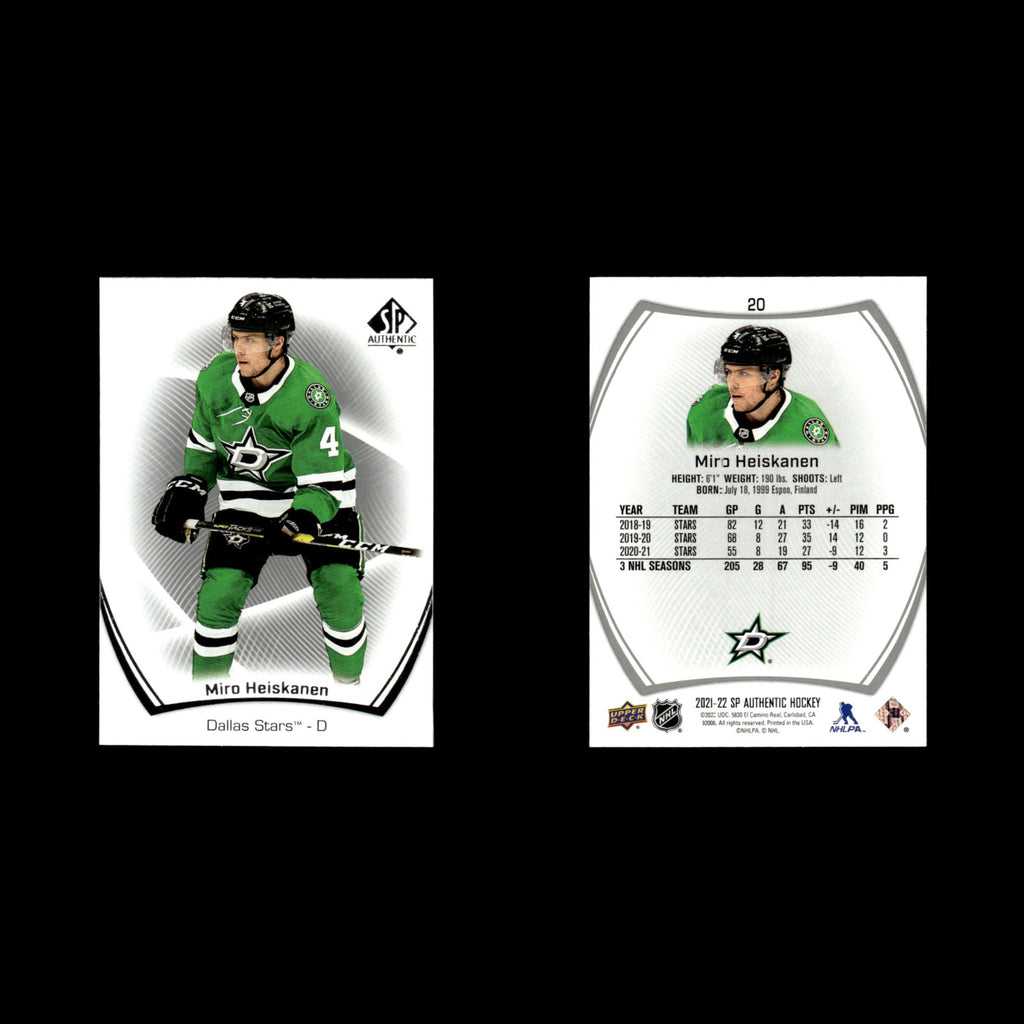 Miro Heiskanen #20.0 2021 Upper Deck SP Authentic Dallas Stars Hockey Card NHL