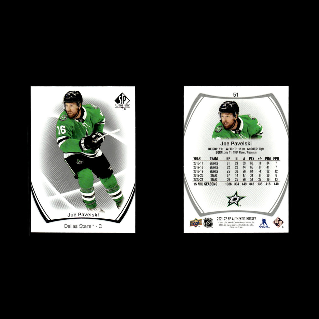 Joe Pavelski #51.0 2021 Upper Deck SP Authentic Dallas Stars Hockey Card NHL NM