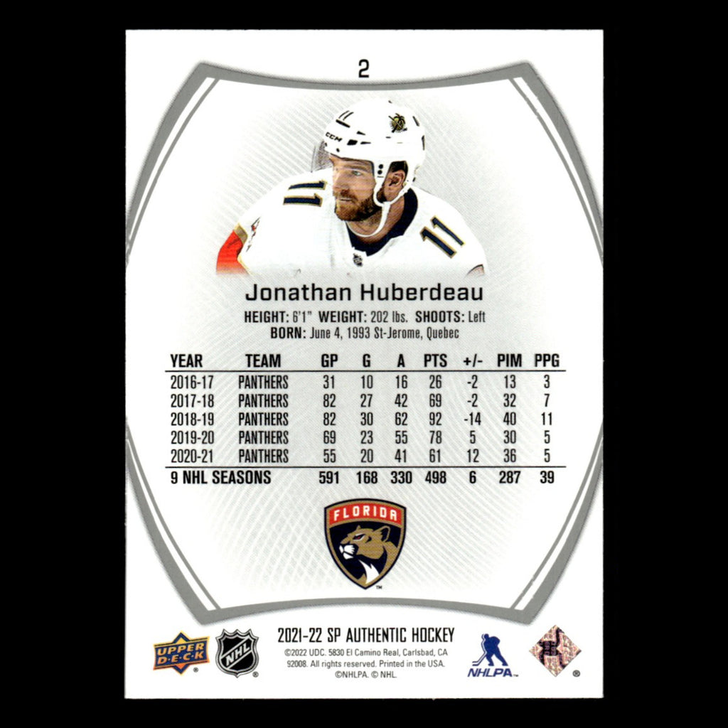 Jonathan Huberdeau #2.0 2021 Upper Deck SP Authentic Florida Panthers Hockey NHL
