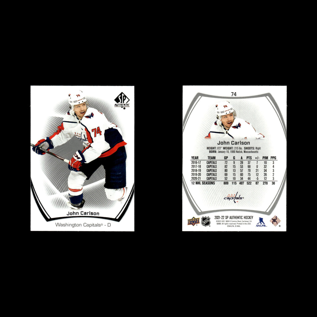John Carlson #74.0 2021 Upper Deck SP Authentic Washington Capitals Hockey Card