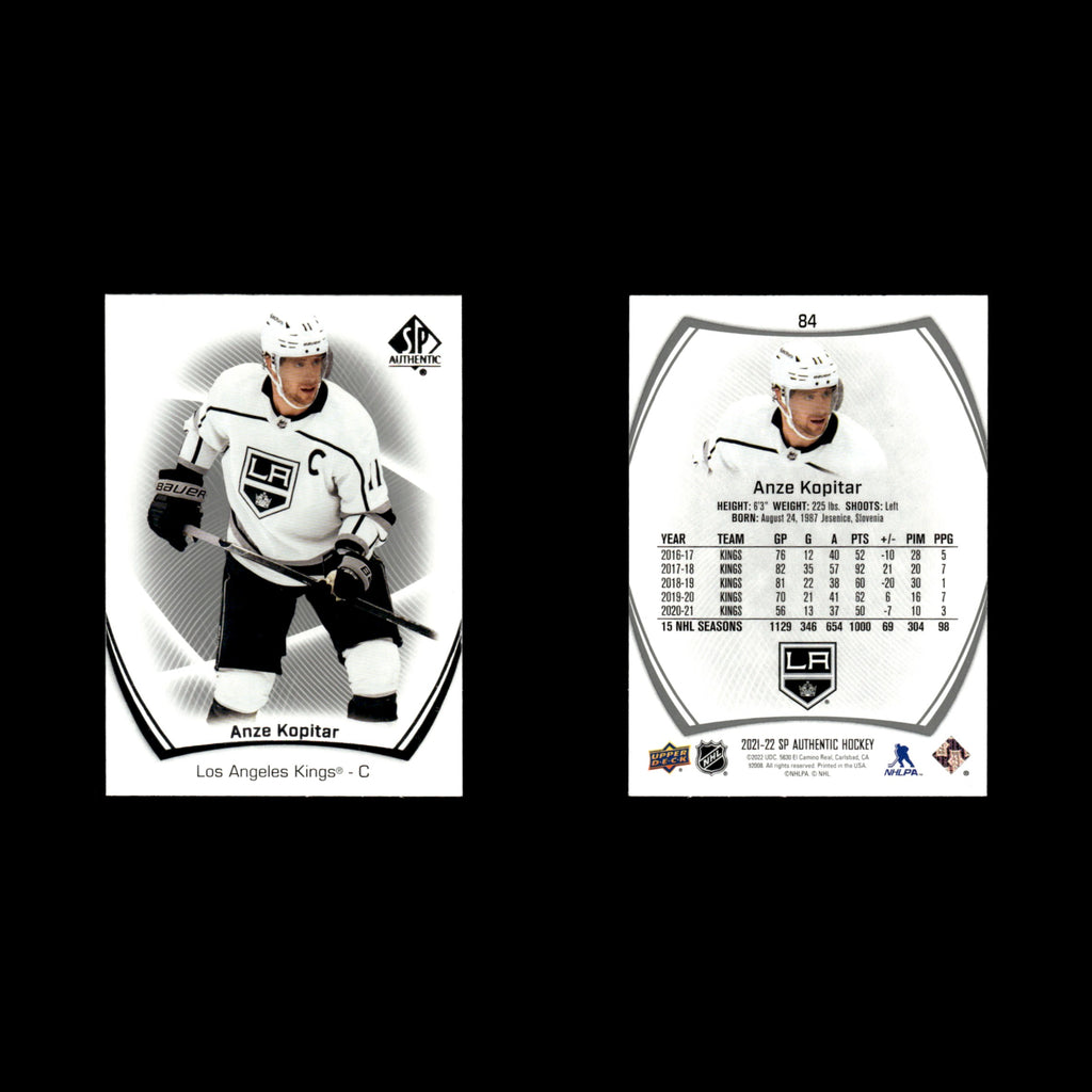 Anze Kopitar #84.0 2021 Upper Deck SP Authentic Los Angeles Kings Hockey Card NM